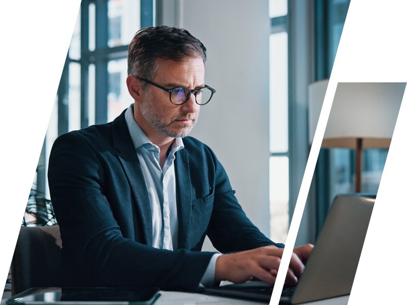 Image of a man working with data